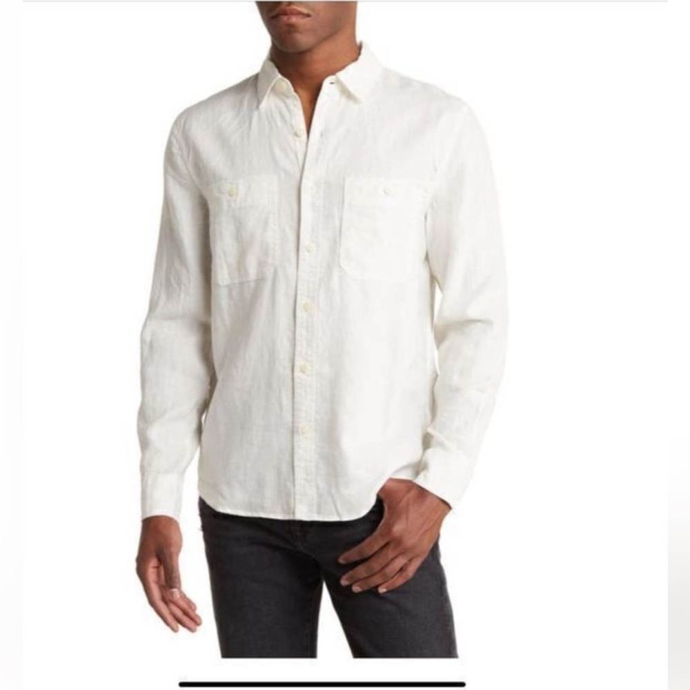 Lucky Brand Men’s White Linen Button Down Long Sleeve Shirt Sz XL - Picture 9 of 9